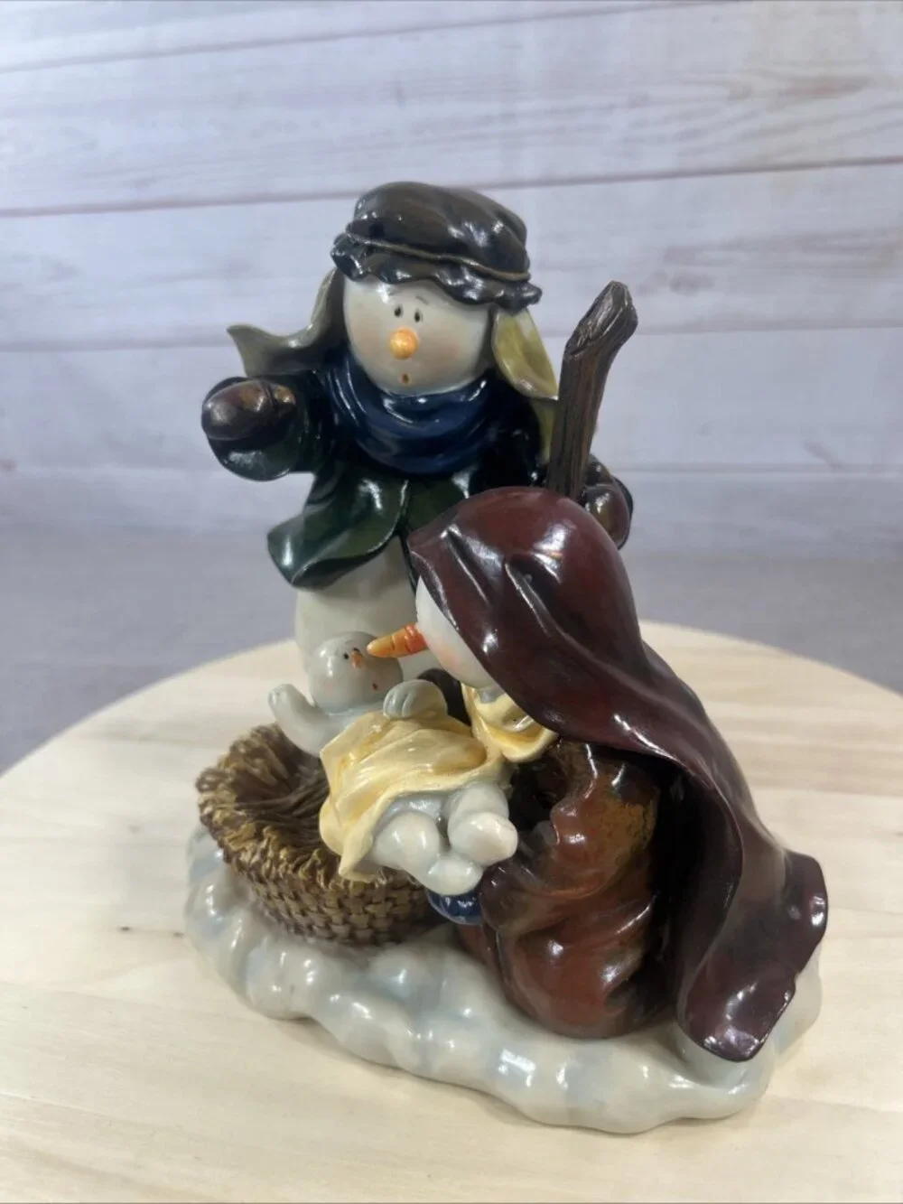 Vintage Snowman Resin Figurine Nativity Scene Winter Christmas Decor 7” X 7”